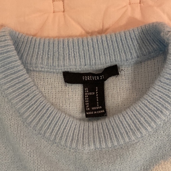 Forever 21 Blue and White Smiley Face Sweater - Picture 3 of 3